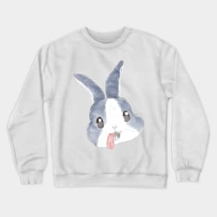 Bunny Tongue Blue Rabbit Head Crewneck Sweatshirt